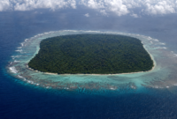 Aerial view of North Sentinel Island in the Bay of Bengal