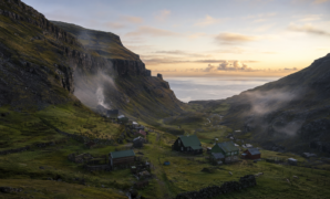 Remote settlement among mountains and wilderness representing isolated villages
