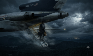 DB Cooper hijacking Boeing 727 flying over the Pacific Northwest at night