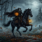 Illustration depicting the headless horseman legend origins in a misty Hudson Valley forest at night