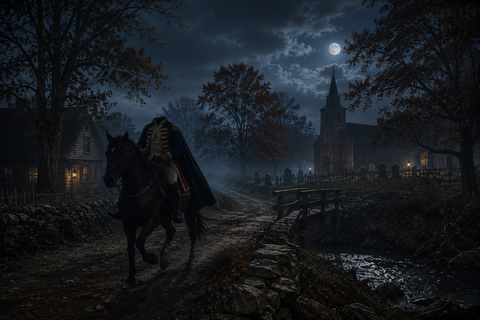 Headless Horseman origins depicted in Washington Irving's Sleepy Hollow