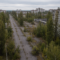 Pripyat ghost town surrounded by vegetation in the Chernobyl exclusion zone