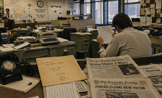 Zodiac Killer letters and cryptogram in a 1969 newspaper office