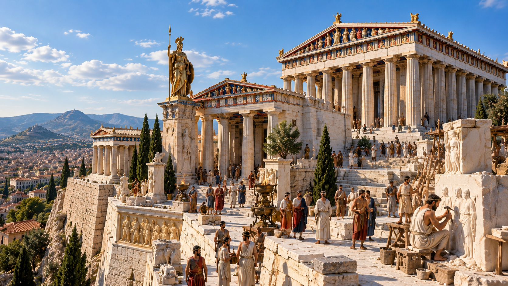 The Acropolis of Athens in Classical Greece Fifth-century BCE Acropolis of Athens with the Parthenon and surrounding temples