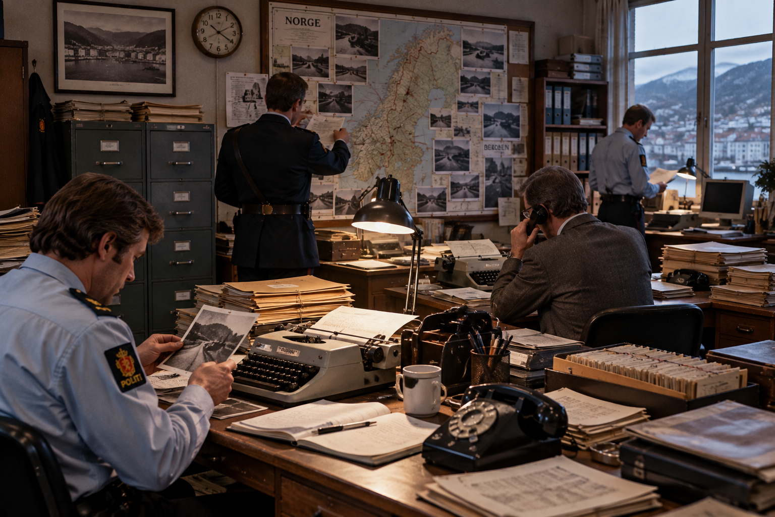 The Original Investigation Into the Isdal Woman Norwegian police investigating the Isdal Woman case in 1970, AI-generated historical reconstruction