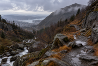 Isdalen and the Isdal Woman Mystery Isdalen valley near Bergen associated with the Isdal Woman mystery, AI-generated historical reconstruction