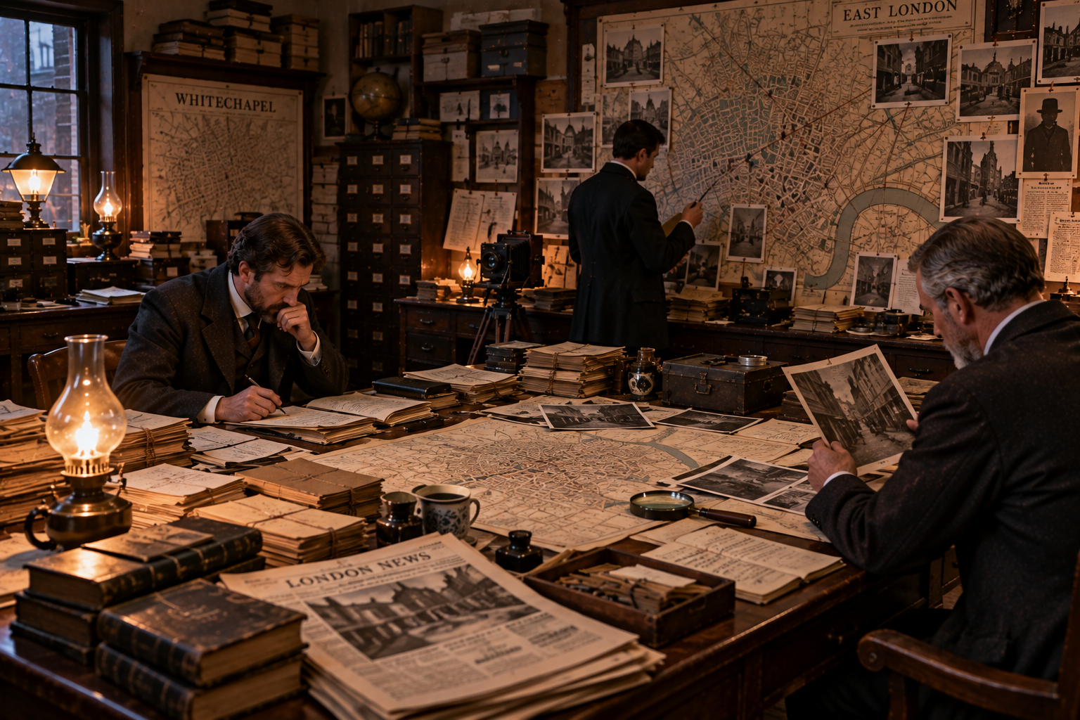 Researching the Unsolved Jack the Ripper Case Historical research into the Jack the Ripper case and Whitechapel murders, AI-generated historical reconstruction