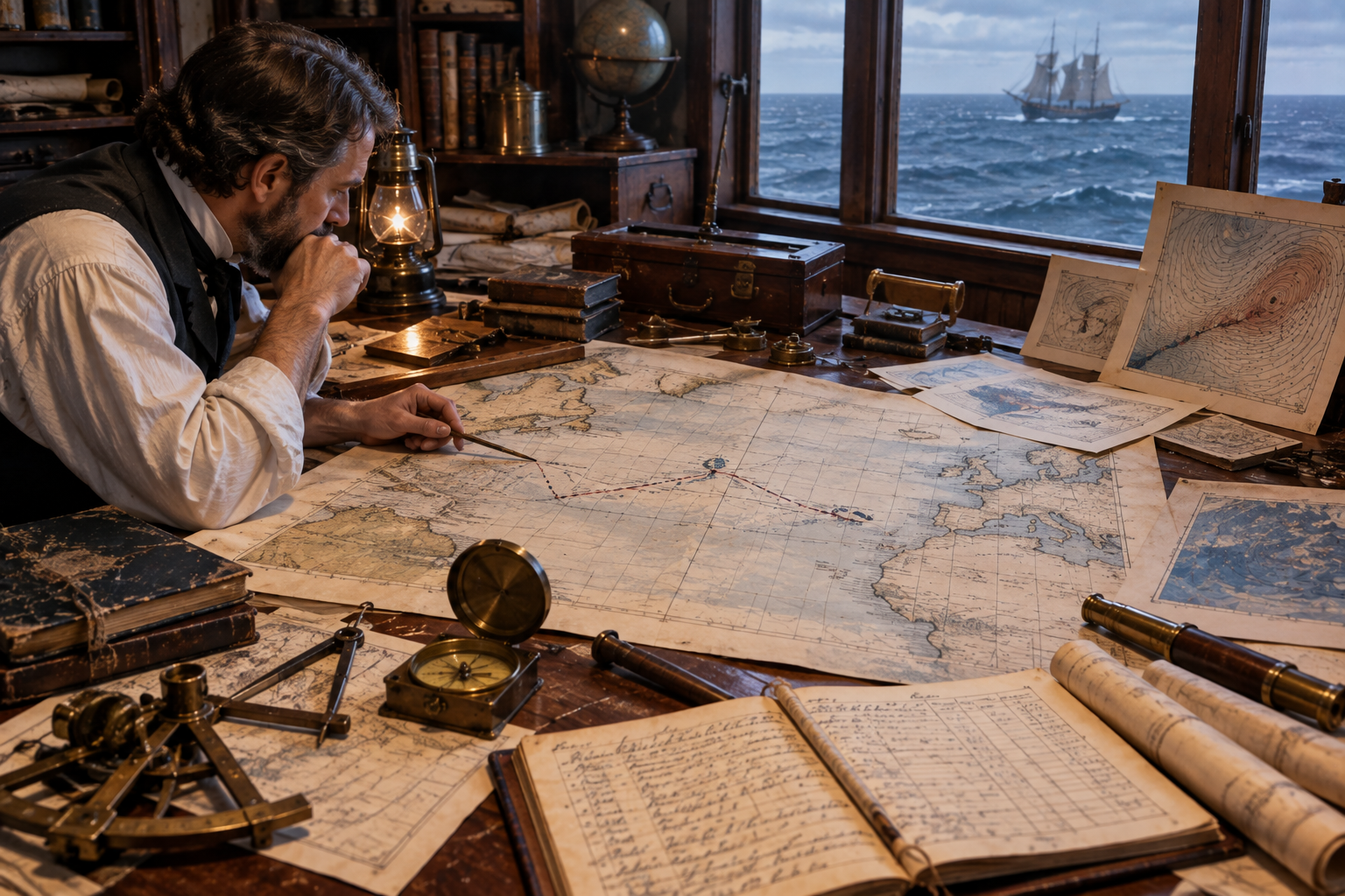 Historical reconstruction of the Mary Celeste route across the Atlantic