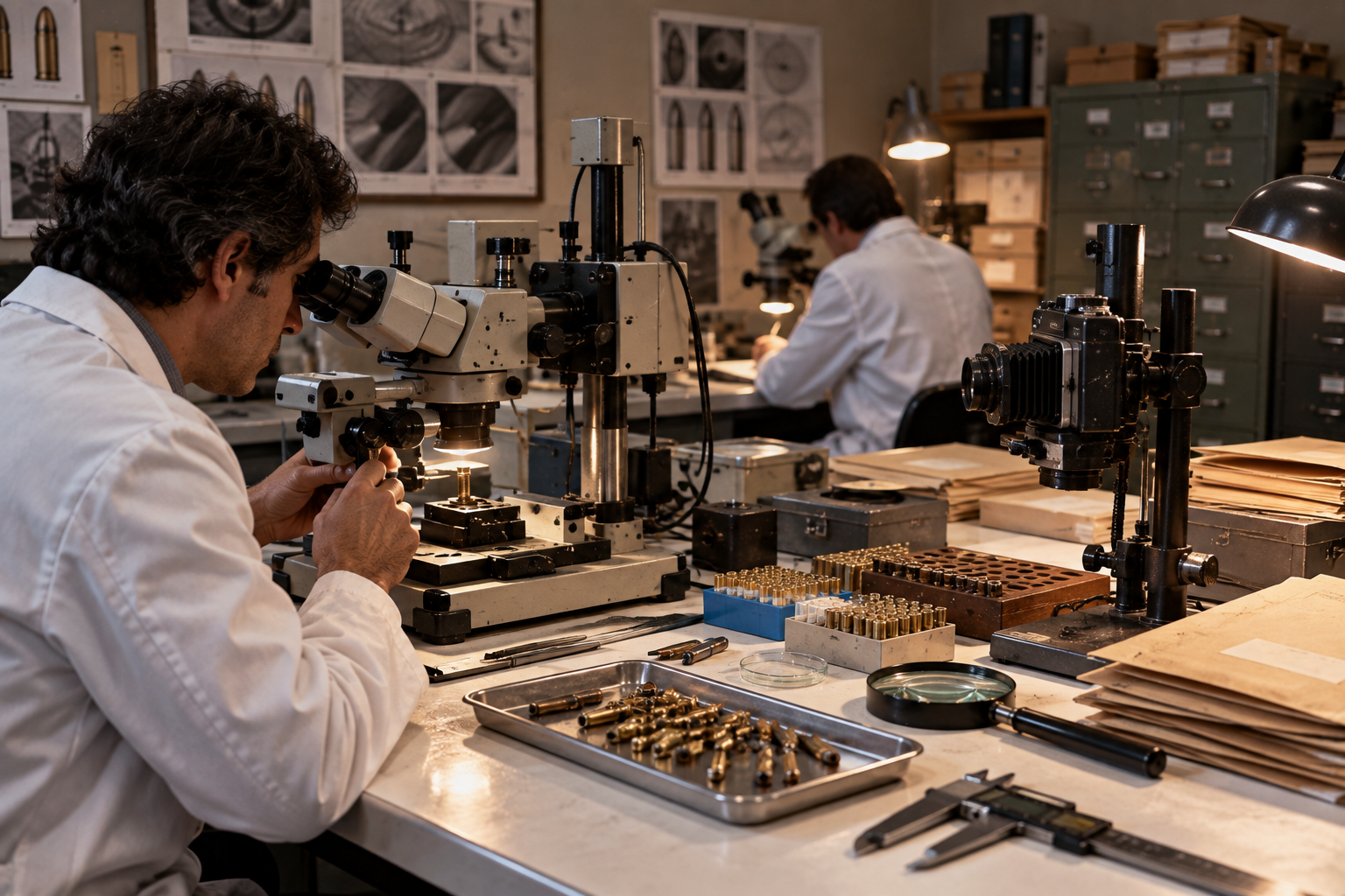 Ballistic Evidence in the Monster of Florence Investigation Ballistic forensic examination related to the Monster of Florence case, AI-generated historical reconstruction