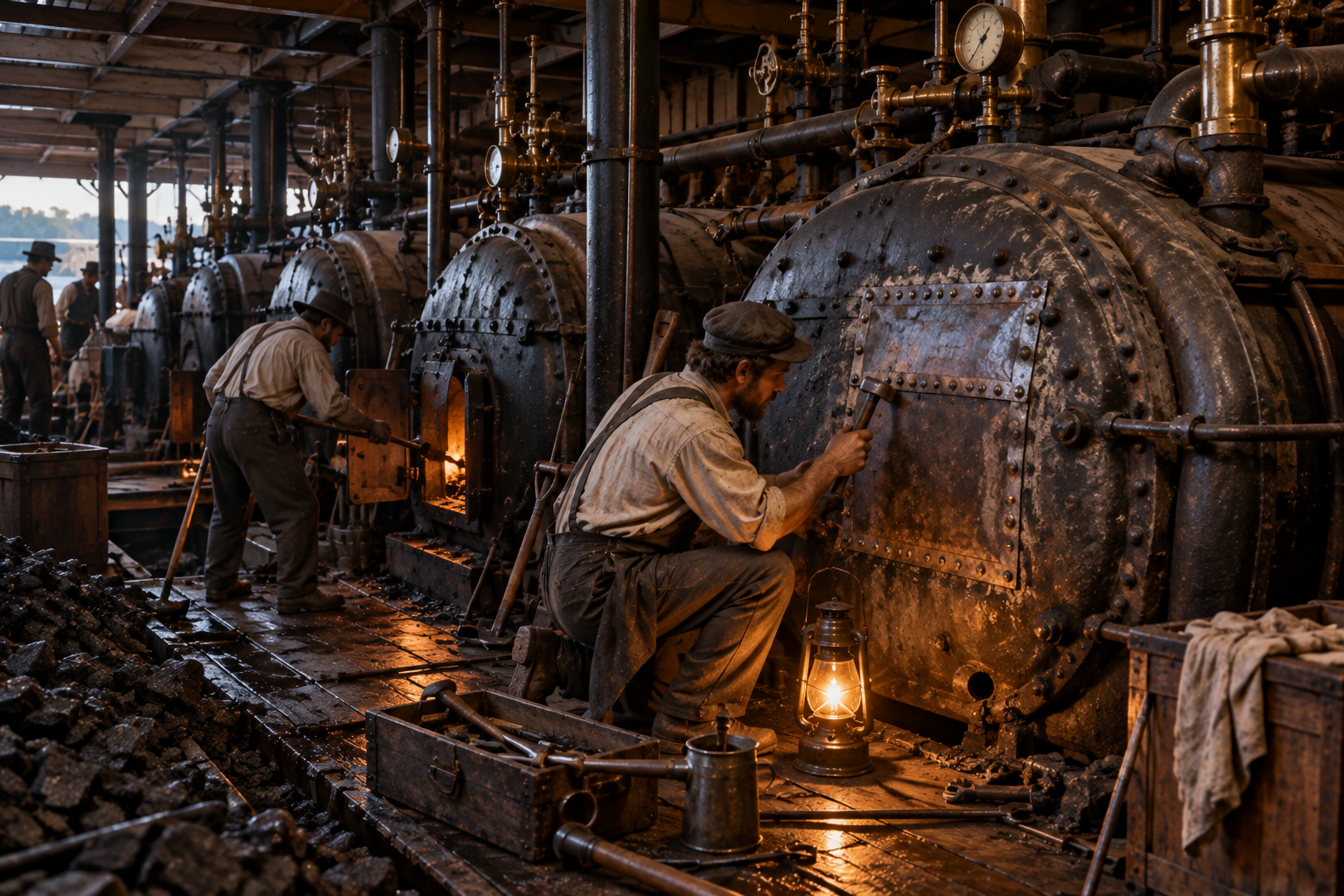 Sultana boiler repair before the 1865 disaster