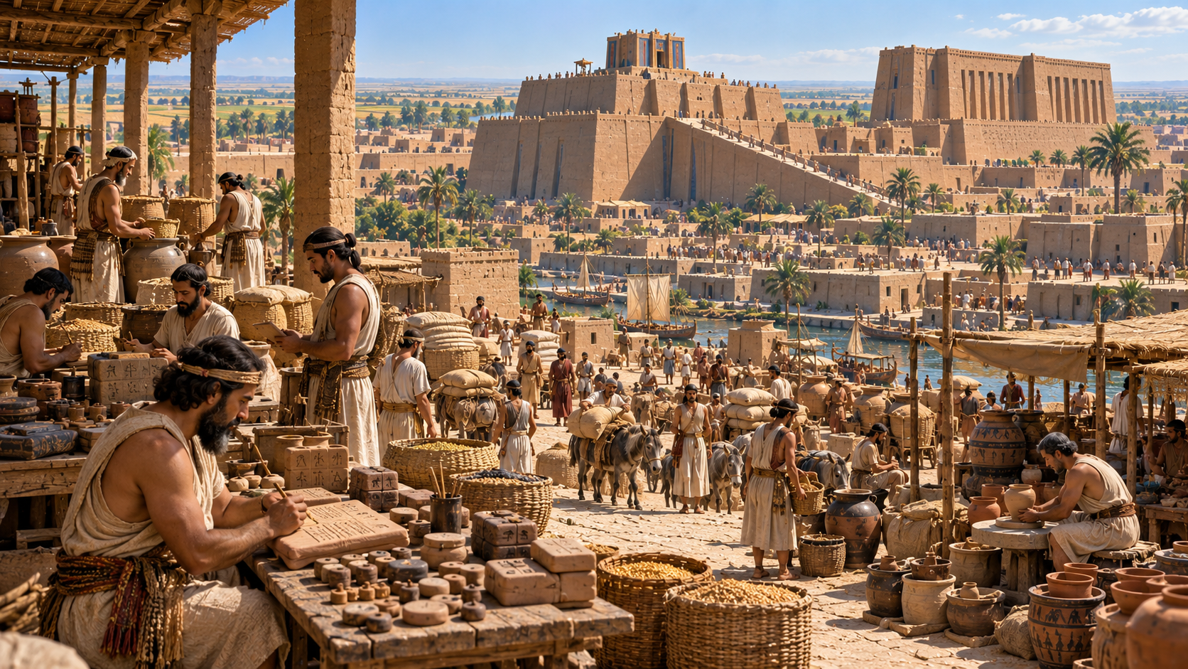 Ancient Mesopotamia Uruk city with early writing and monumental buildings