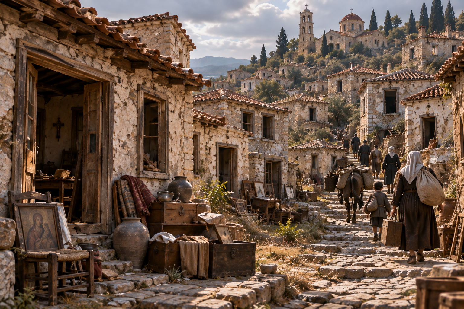 Kayaköy houses left empty after the 1923 population exchange