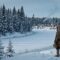 Wendigo legend represented through a winter Algonquian woodland landscape